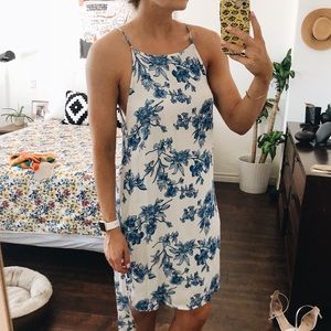 White and blue floral summer dress